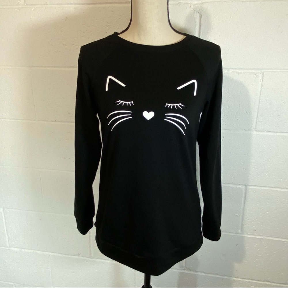 Beyove Black Cat Face Sweatshirt